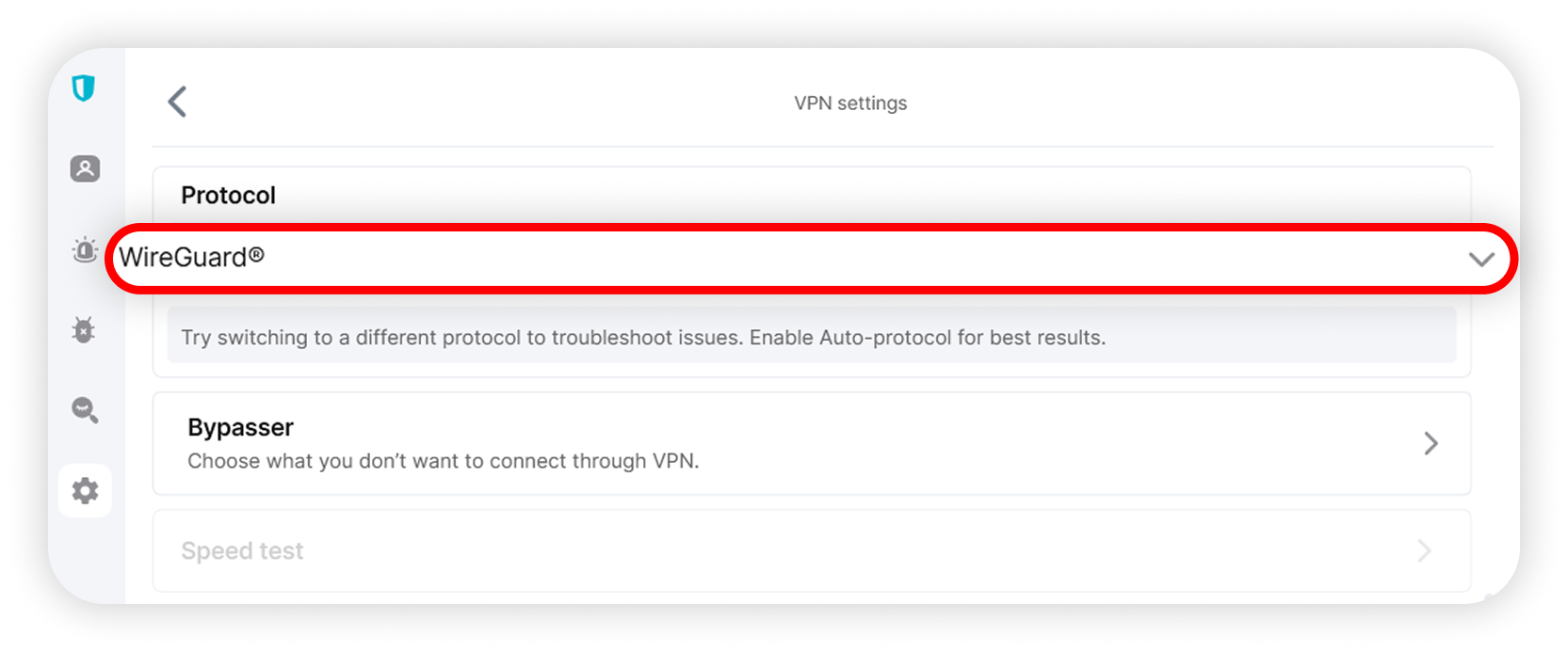View of Surfshark Windows application VPN settings section, protocol button is highlighted.png